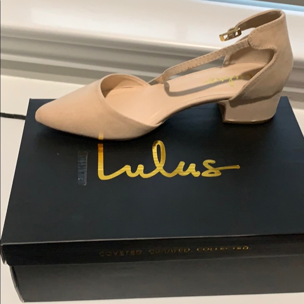 Nude suede low heel flats